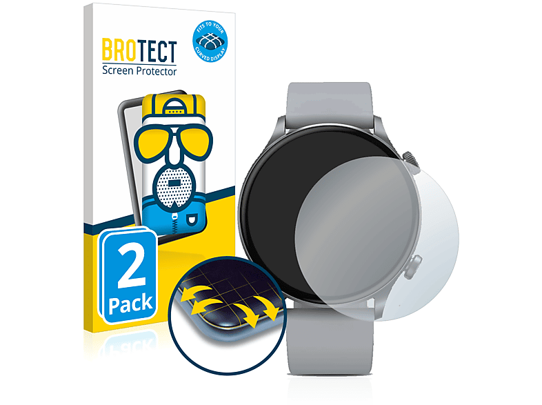 BROTECT 2x Flex matt Full-Cover 3D Curved Schutzfolie(für Xiaomi Haylou Solar Plus RT 3) | Smartwatch Schutzfolien & Gläser