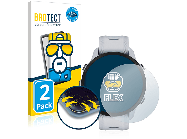 BROTECT 2x Flex Fullscreen 3D Curved Schutzfolie (für Garmin Forerunner 955)