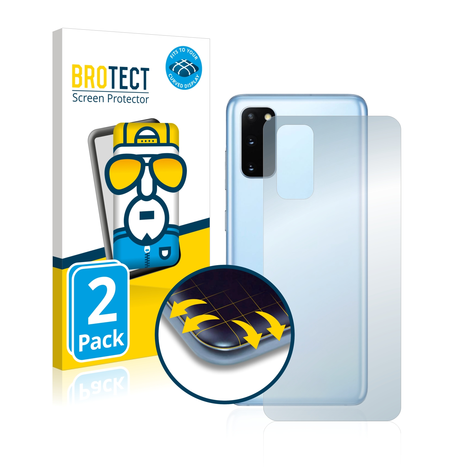 BROTECT 2x Schutzfolie(für Galaxy S20) Samsung 3D Curved Flex Full-Cover