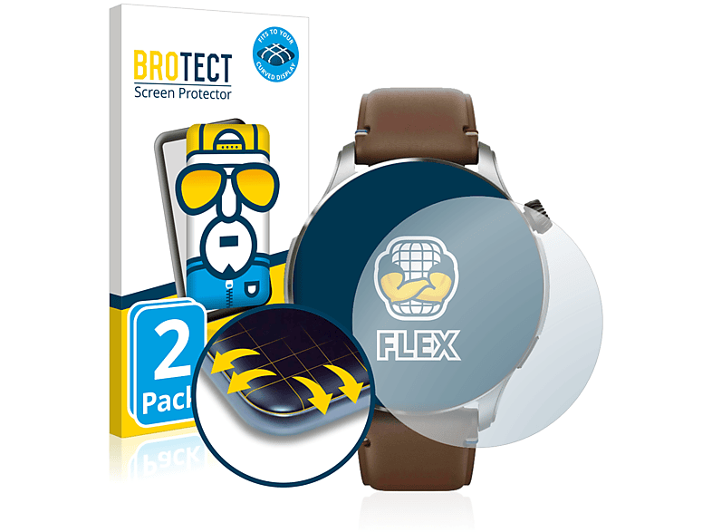 BROTECT 2x Flex Fullscreen 3D Curved Schutzfolie (für Huami Amazfit GTR 4)