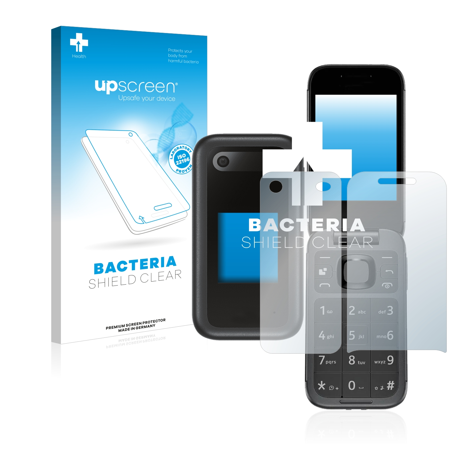 2660 Schutzfolie(für Nokia (Display+Rückseite)) UPSCREEN klare antibakteriell Flip