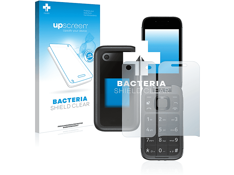 UPSCREEN antibakteriell klare Schutzfolie(für Nokia 2660 Flip (Display+Rückseite)) | Displayschutzfolien & Gläser