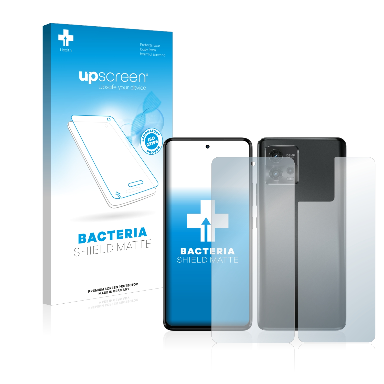 Motorola entspiegelt UPSCREEN G72 (Display+Rückseite)) Schutzfolie(für antibakteriell Moto matte