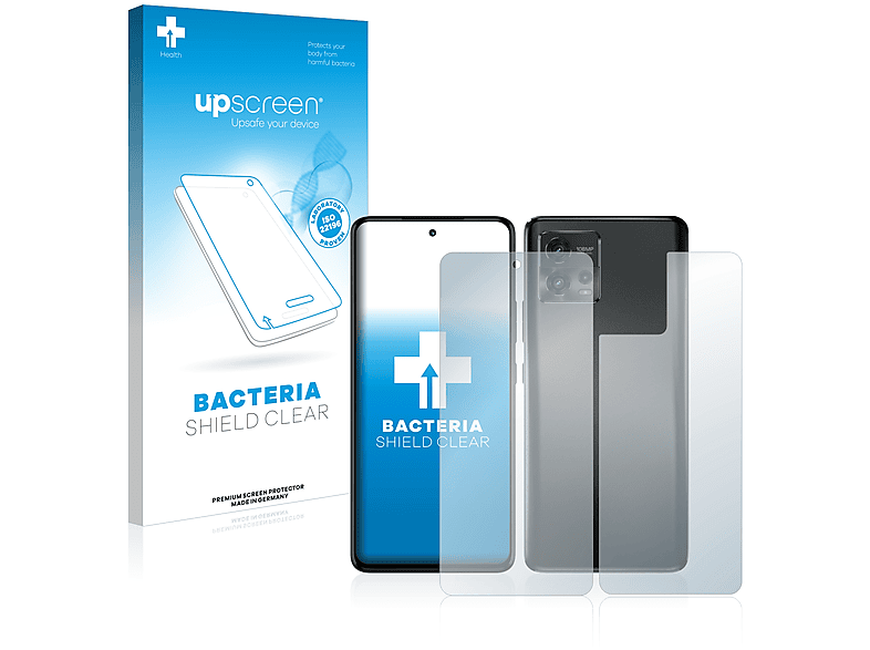 UPSCREEN antibakteriell klare Schutzfolie(für Motorola Moto G72 (Display+Rückseite))