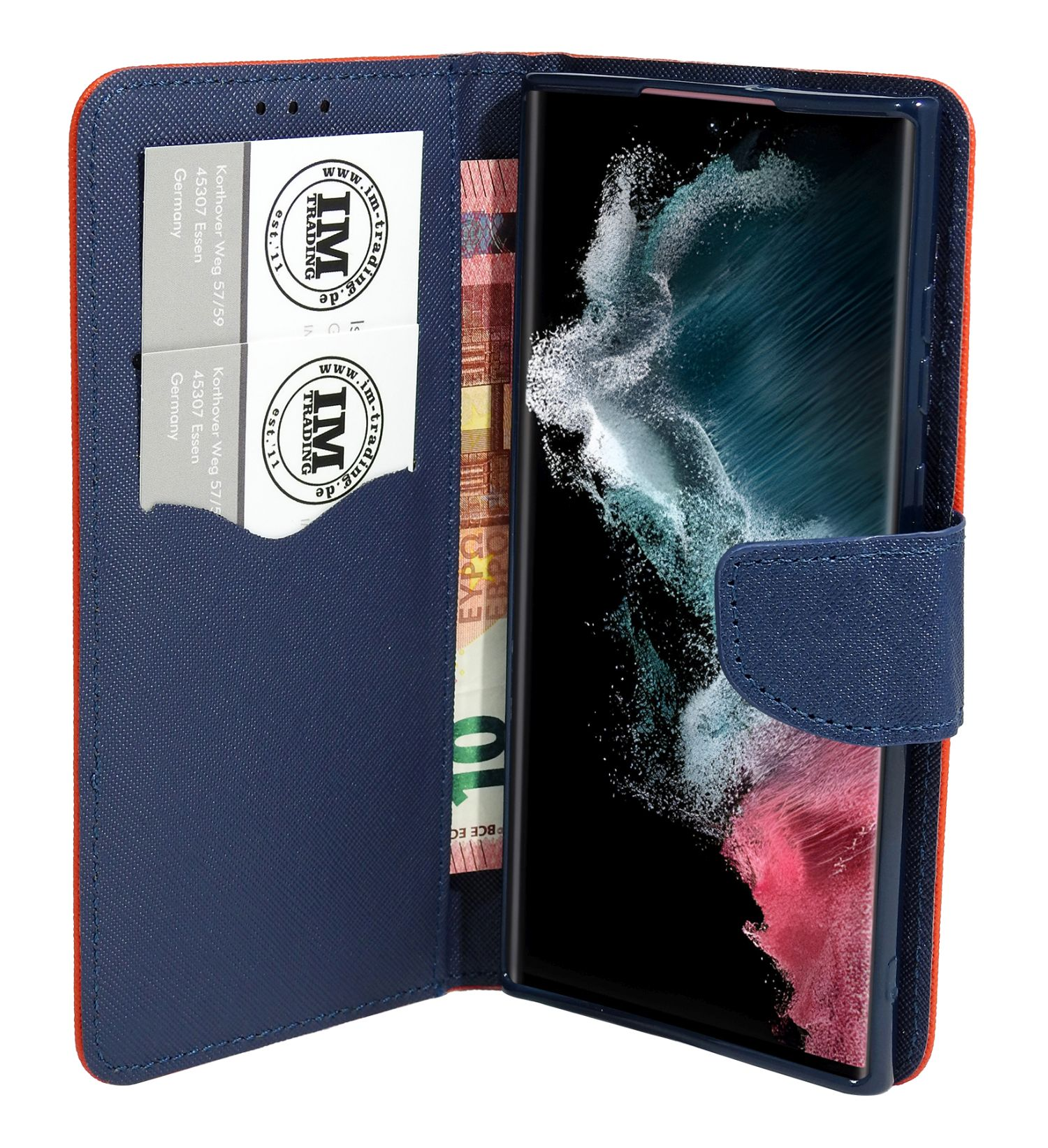 Samsung, Rot-Blau Ultra Buch Bookcover, COFI Galaxy (S918B), S23 Tasche,