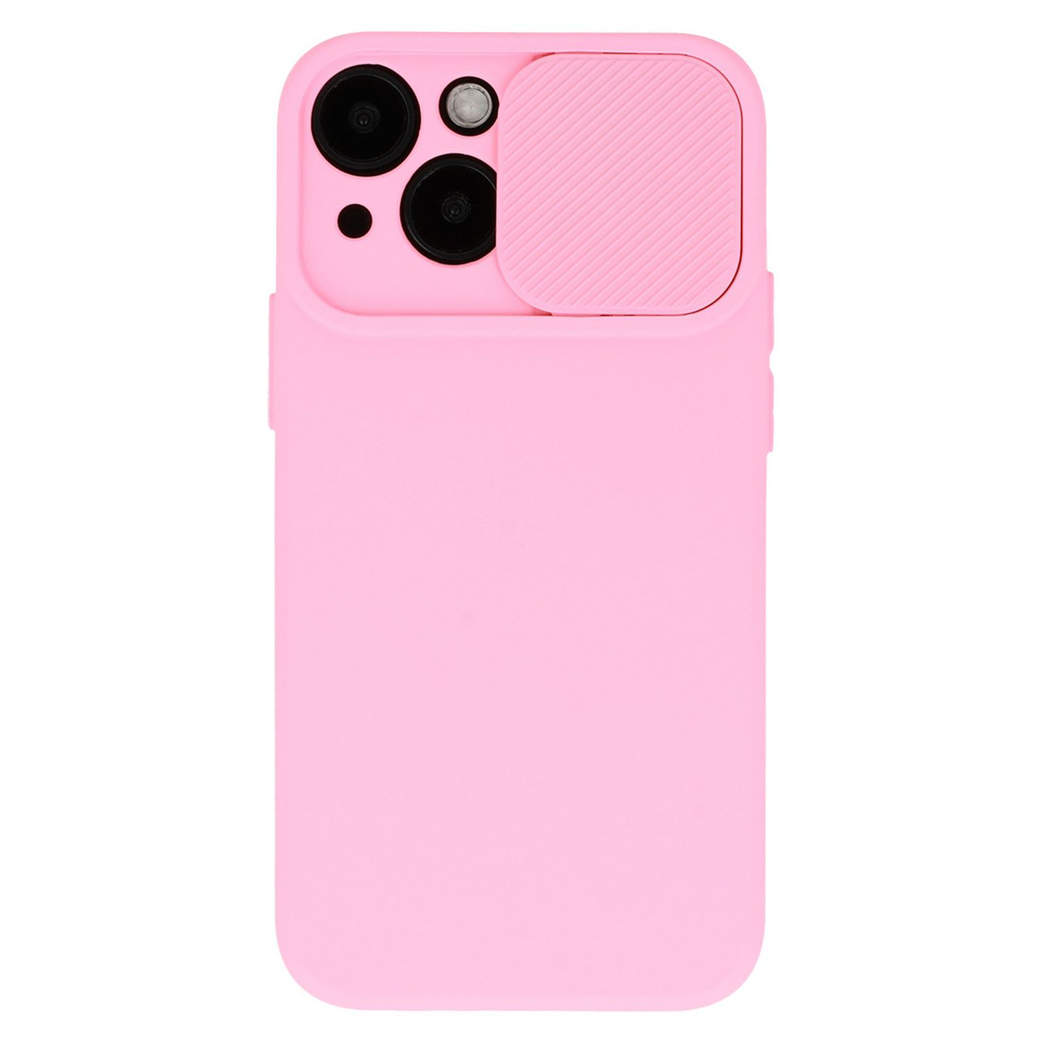 Custodia per telefono rosa con copertura per fotocamera.