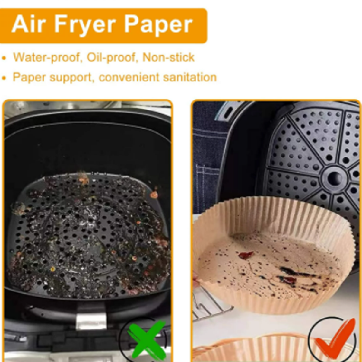 INF Air Luftfritteusen-Papiereinlagen Fryer Stk Einwegpapier Weiß für Fritteuse 50