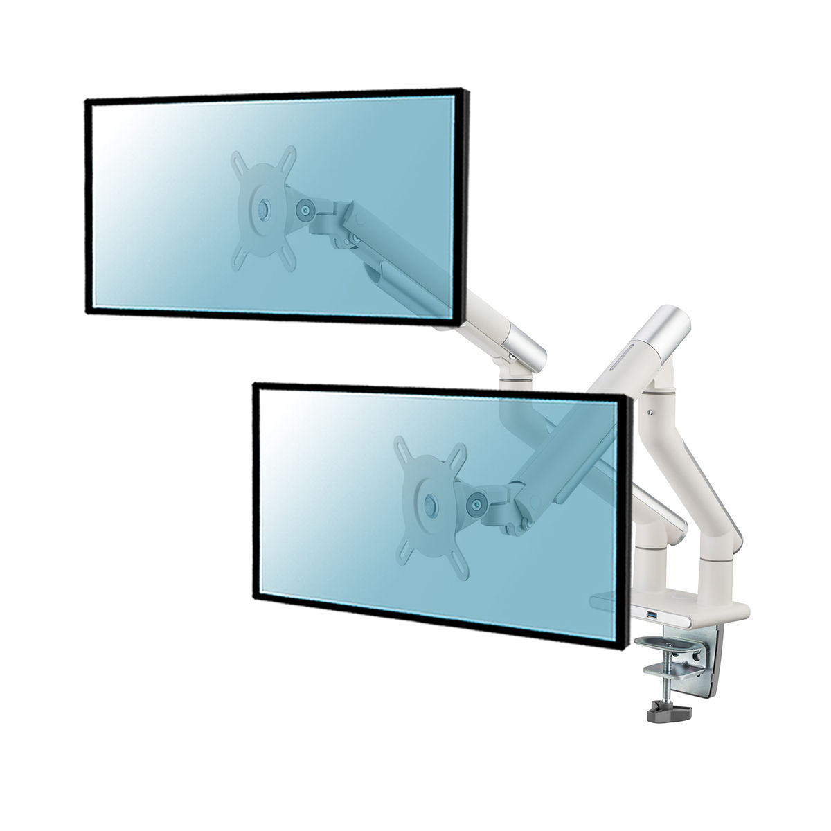 Soporte TV con brazo - 015-2412 Soporte de mesa para 2 PC de 17"-32" con USB, Blanco KIMEX, 17 ", 32 ", 75x75, 100x100, Blanco