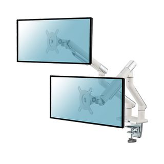 Soporte TV con brazo - KIMEX 015-2412 Soporte de mesa para 2 PC de 17"-32" con USB, Blanco, De 17 "a 32 ", 75x75, 100x100, Blanco