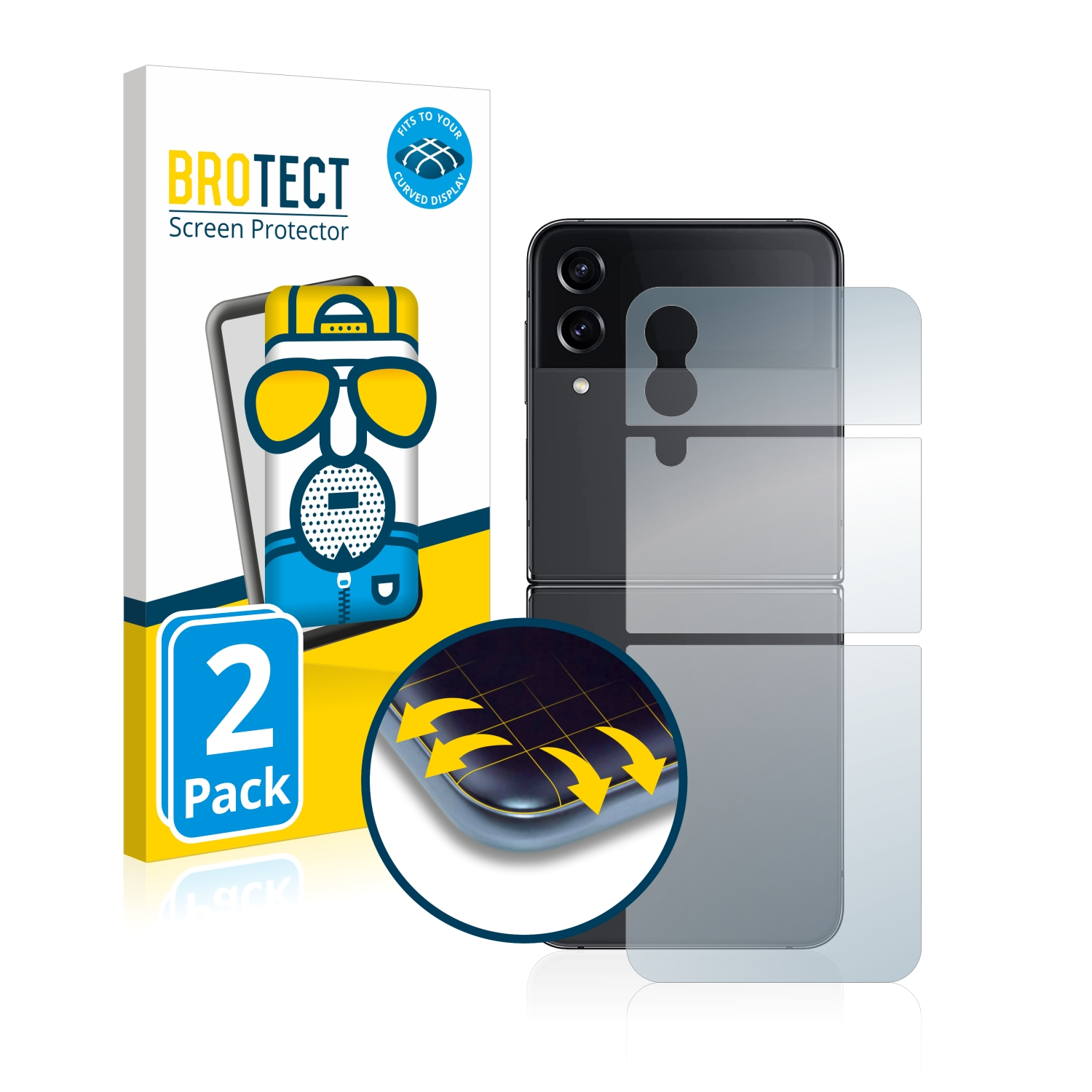 BROTECT 2x Flex Curved Flip Full-Cover Samsung Schutzfolie(für matt Galaxy 4) Z 3D