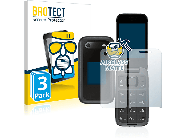 BROTECT 3x Airglass matte Schutzfolie(für Nokia 2660 Flip (Display+Rückseite))