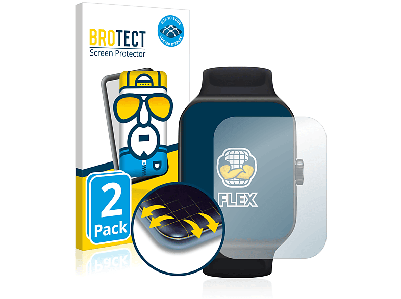 Flex Schutzfolie(für 3D Oppo BROTECT Full-Cover Watch Curved 3 Pro) 2x