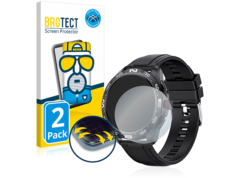 BROTECT 2x Flex matt Full-Cover 3D Curved Schutzfolie(für LIGE BW0327) | Smartwatch Schutzfolien & Gläser