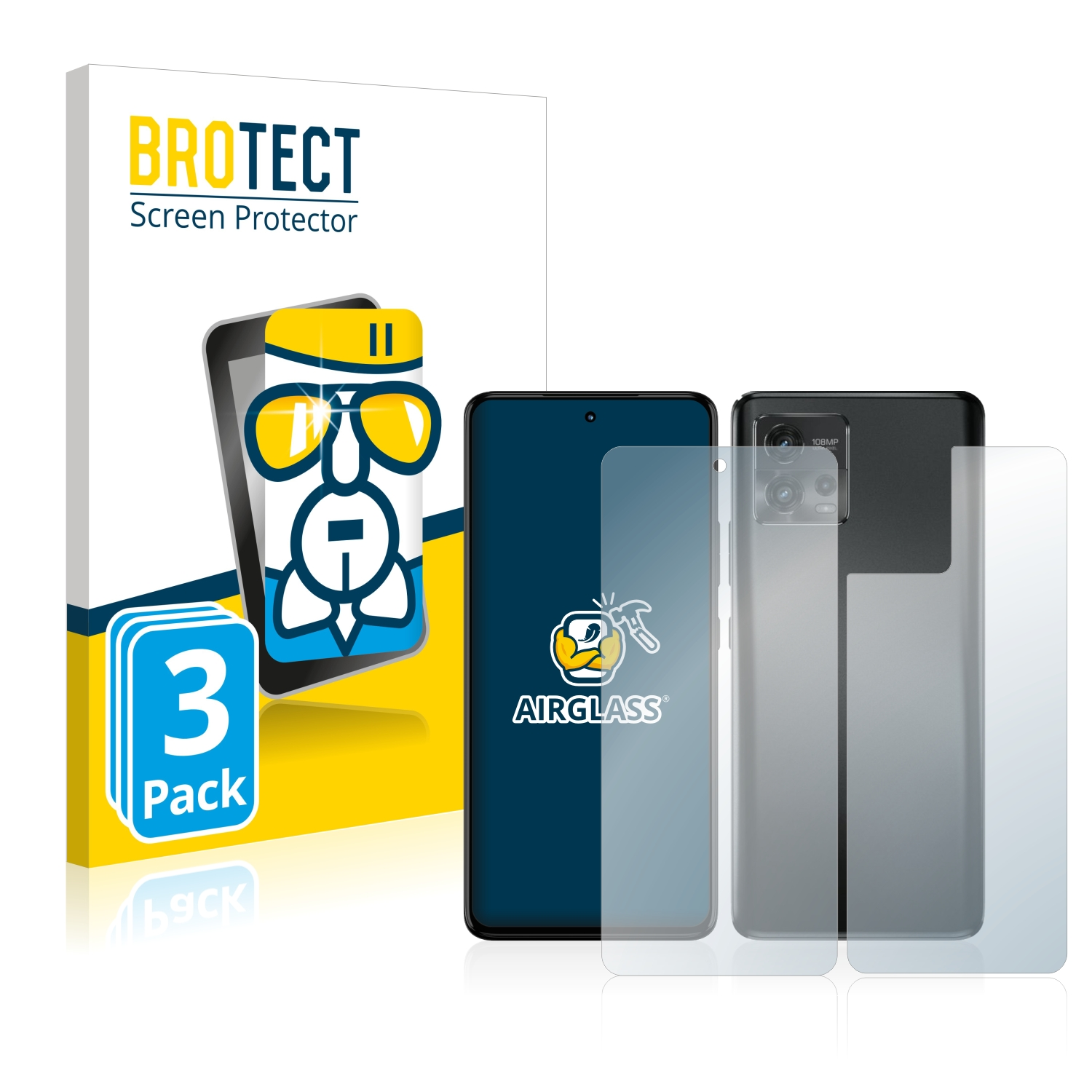 Airglass 3x G72 BROTECT Schutzfolie(für Moto (Display+Rückseite)) klare Motorola