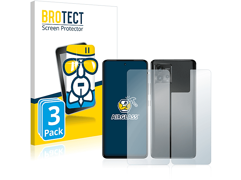 BROTECT 3x Airglass klare Schutzfolie(für Motorola Moto G72 (Display+Rückseite))