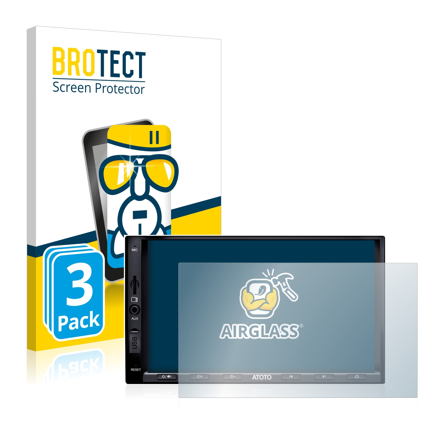BROTECT 3x Airglass klare Pro) Atoto A6 Schutzfolie(für