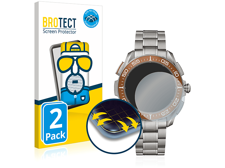 BROTECT 2x Flex matt Full-Cover 3D Curved Schutzfolie(für Omega MARSTIMER CHRONOGRAPH X‑33 (45 MM))