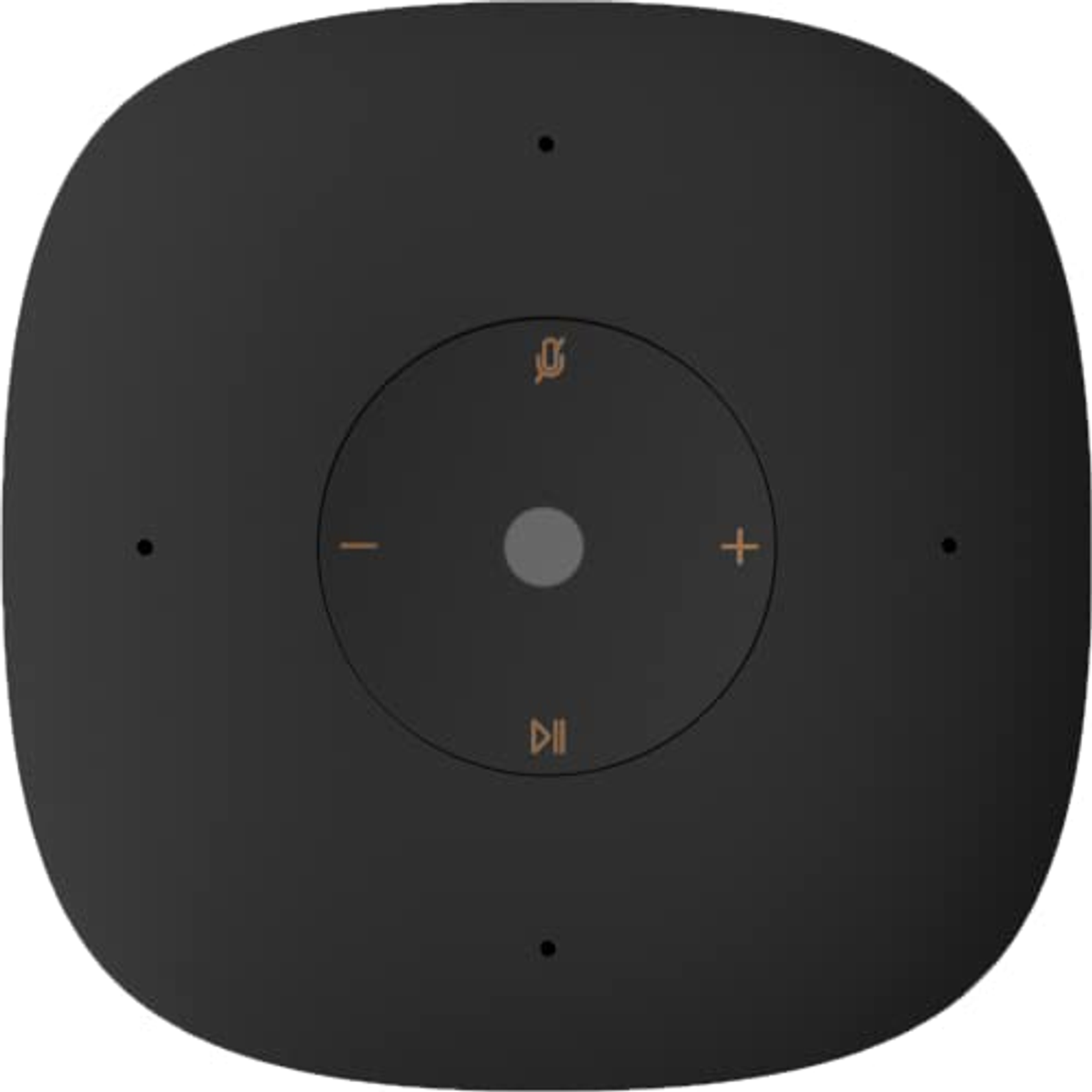 Czarny głośnik z przyciskami na górze. Posiada przycisk minus, plus i odtwarzaj/pauza.