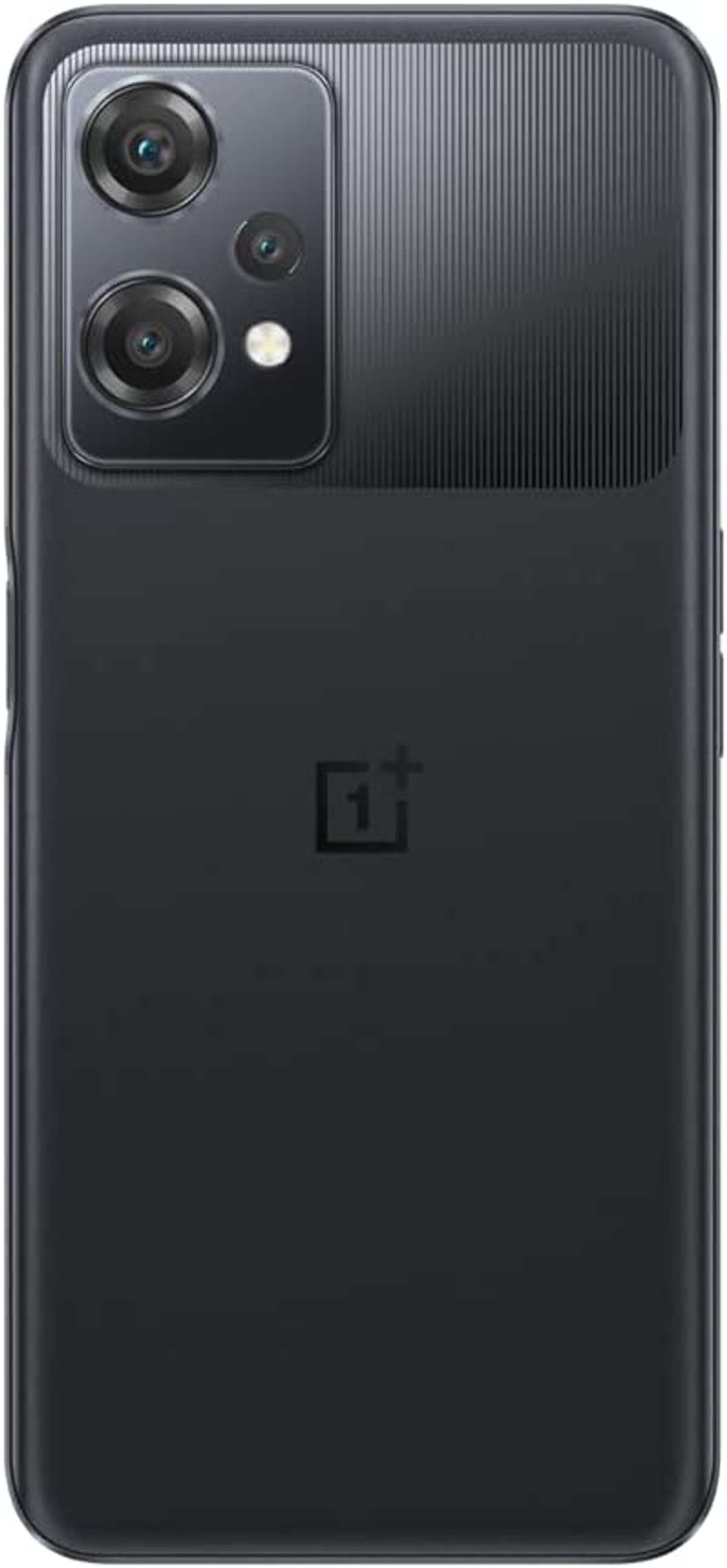 Smartphone nero con un rilievo della fotocamera e il logo OnePlus sul retro.