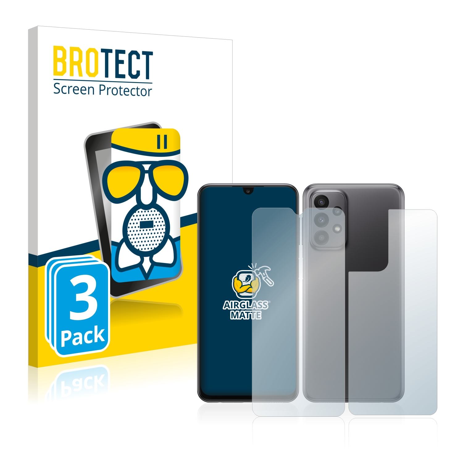 BROTECT 3x Airglass matte Schutzfolie(für Samsung Galaxy M13)
