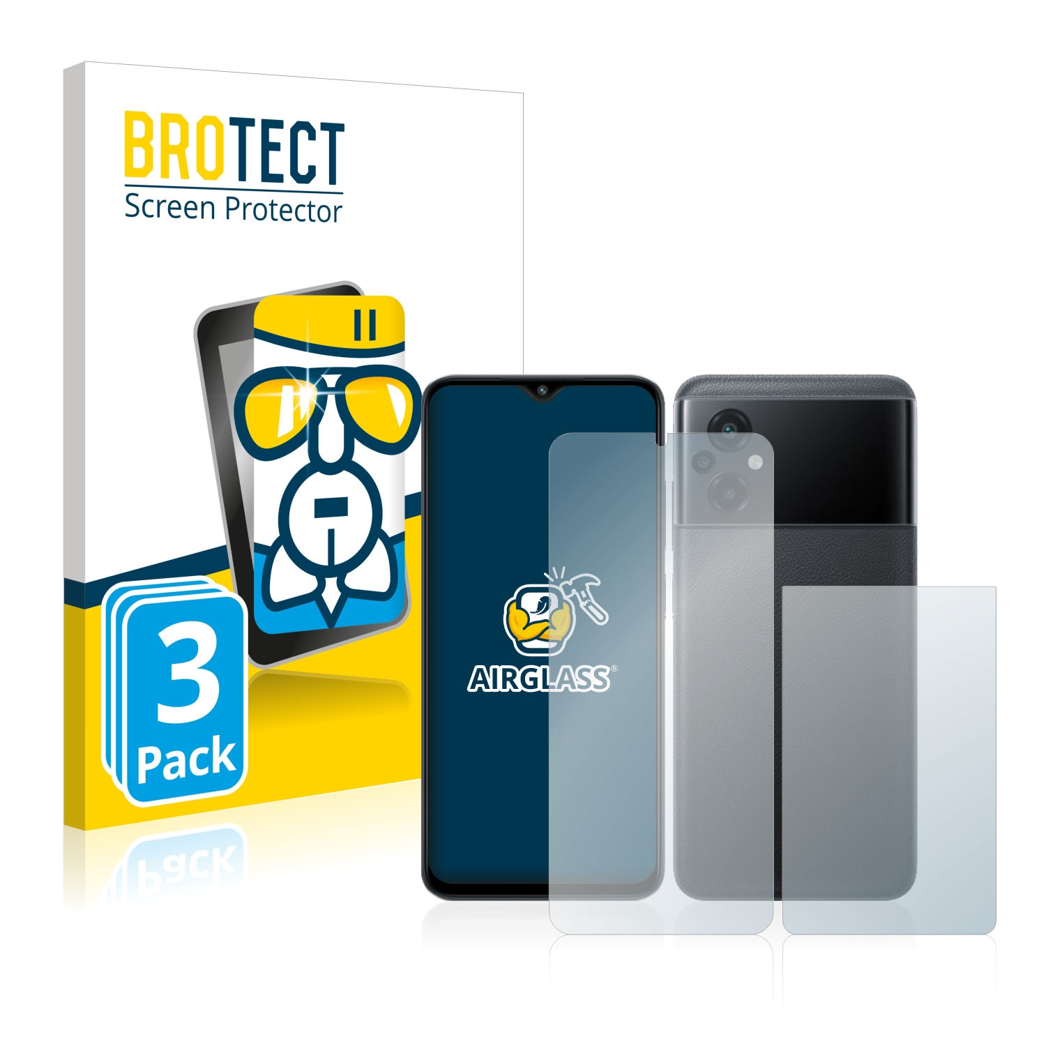 BROTECT 3x Airglass Poco M5) Schutzfolie(für klare Xiaomi