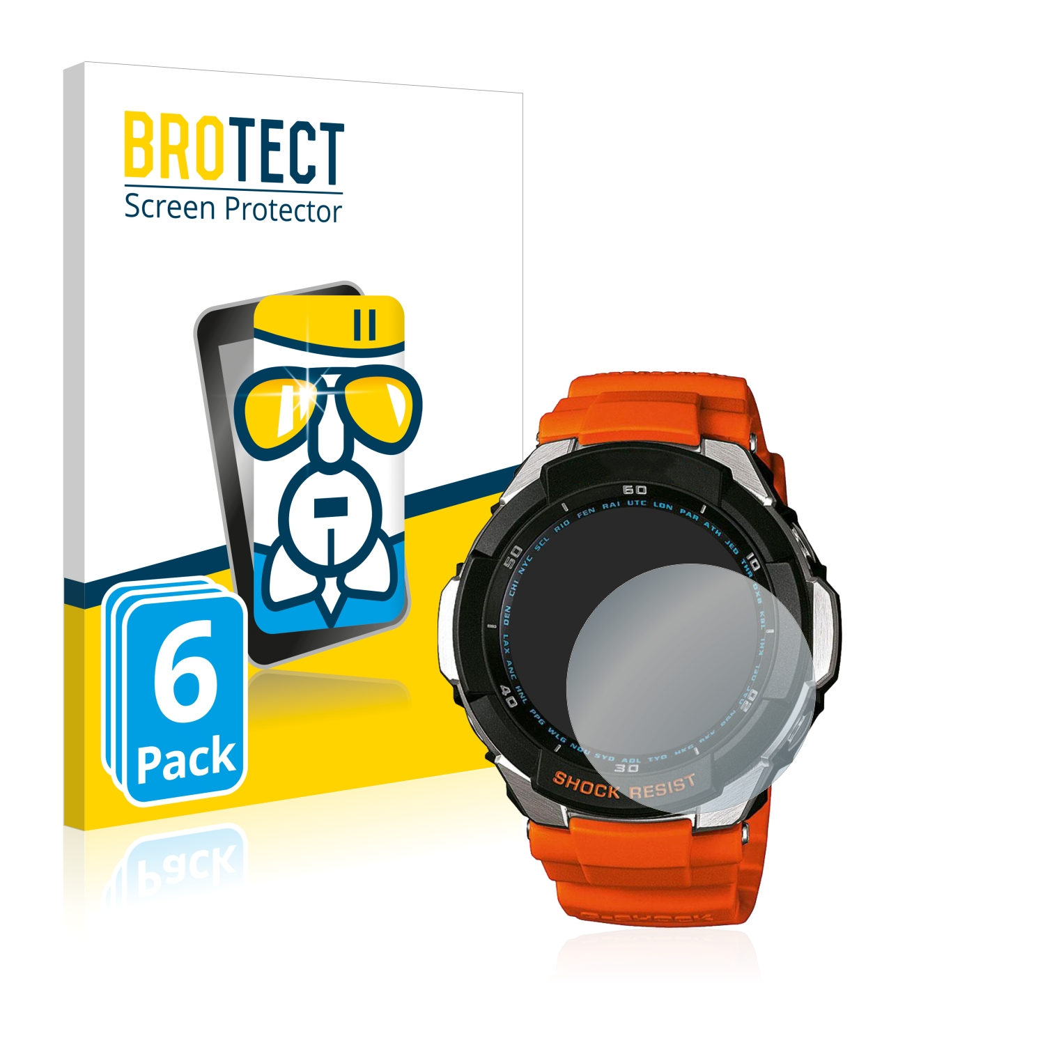 BROTECT 6x Airglass klare Schutzfolie(für G-Shock Casio GW3000)