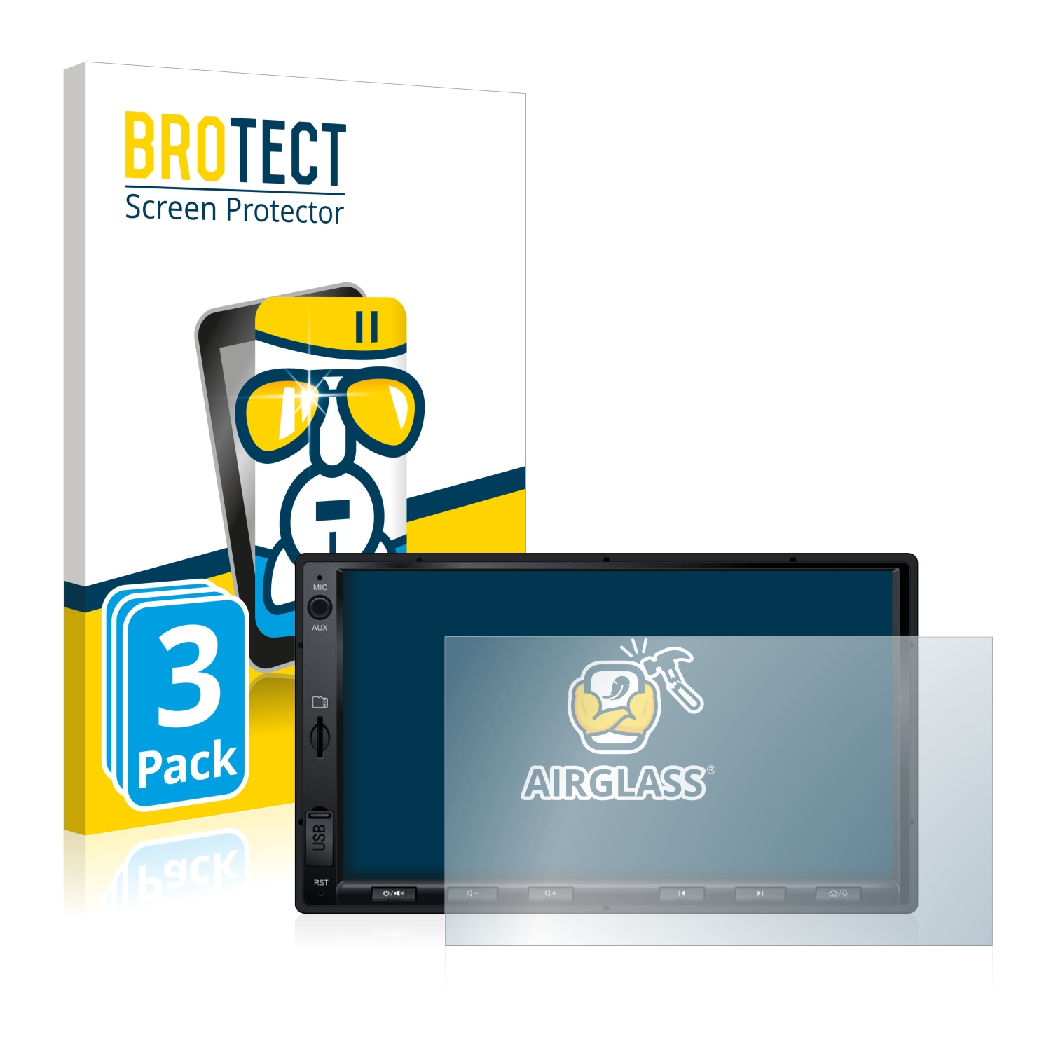 BROTECT 3x Airglass klare Schutzfolie(für Atoto 7 S8 Standard zoll)