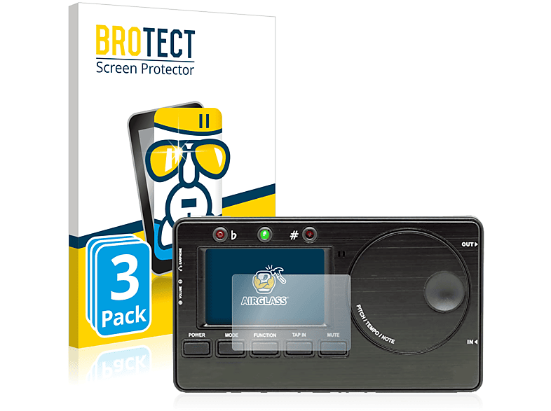 BROTECT 3x Airglass klare Schutzfolie(für KLIQ MetroPitch Digital Tuner Metronome)