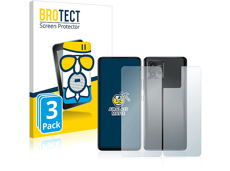 BROTECT 3x Schutzfolie(für Moto G72 matte Airglass (Display+Rückseite)) Motorola