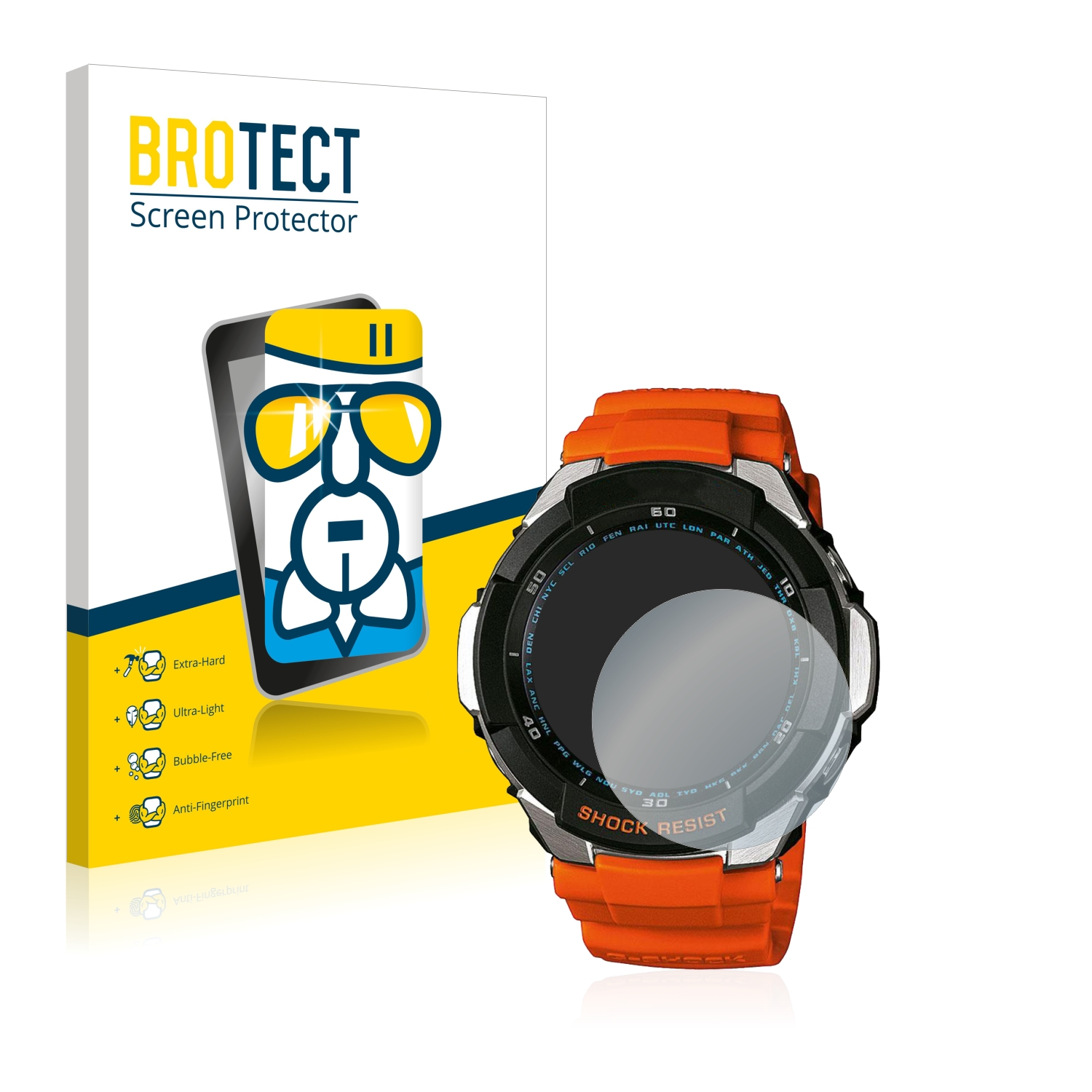 BROTECT Airglass klare Schutzfolie(für Casio G-Shock GW3000)