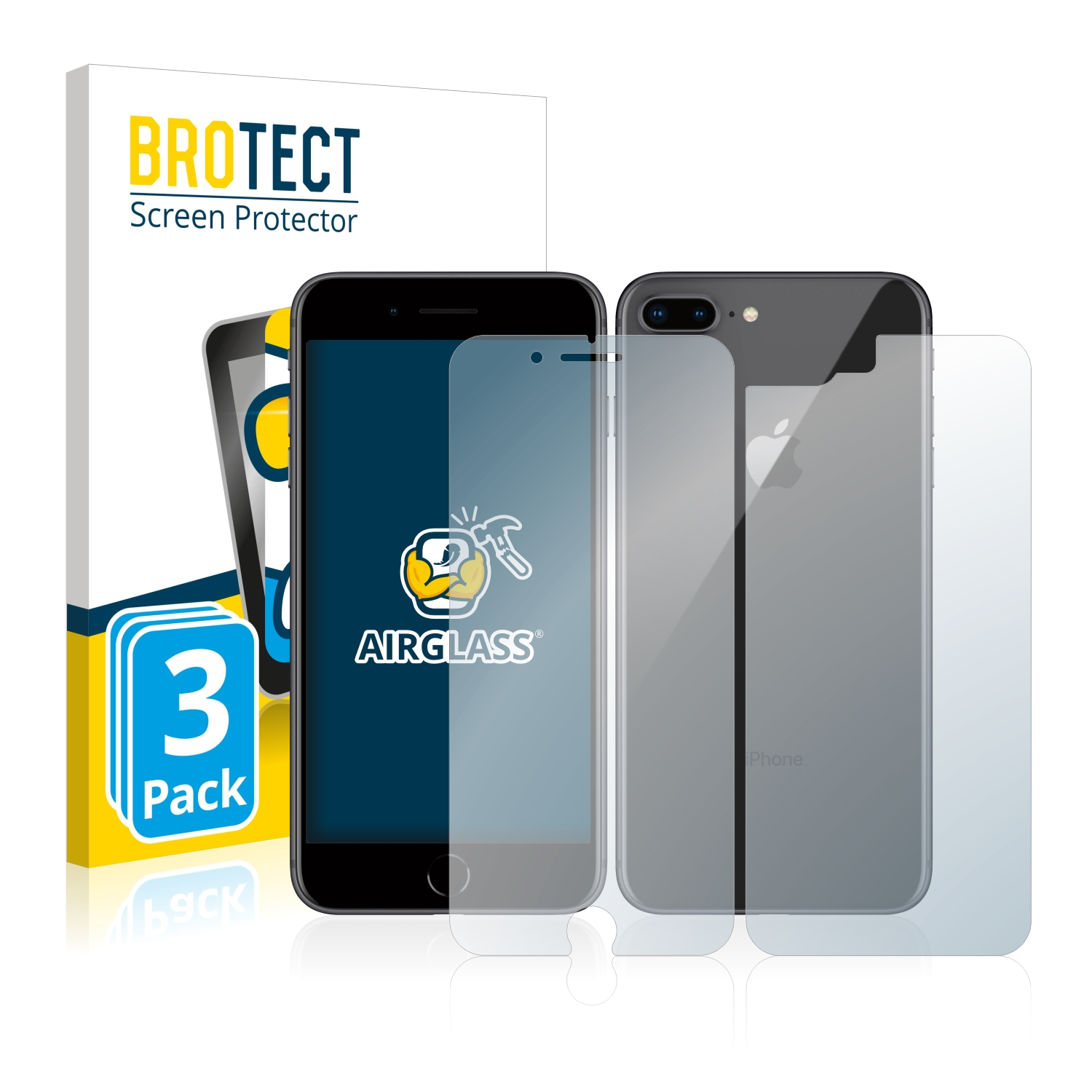 BROTECT Schutzfolie(für Plus) iPhone klare Airglass Apple 3x 8