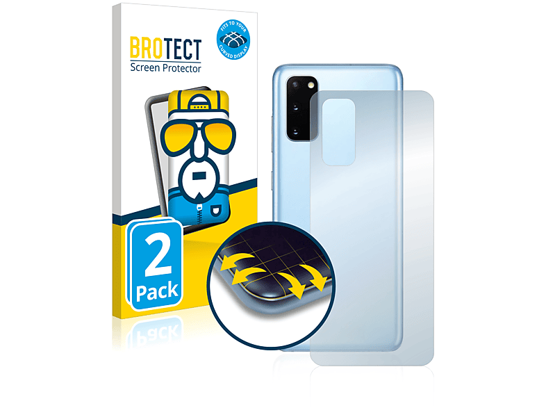BROTECT 2x Flex Full-Cover 3D 5G) Schutzfolie(für Samsung Curved S20 Galaxy