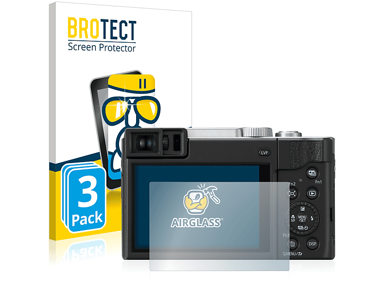 BROTECT 3x Airglass klare Schutzfolie(für Panasonic Lumix DC-TZ95)