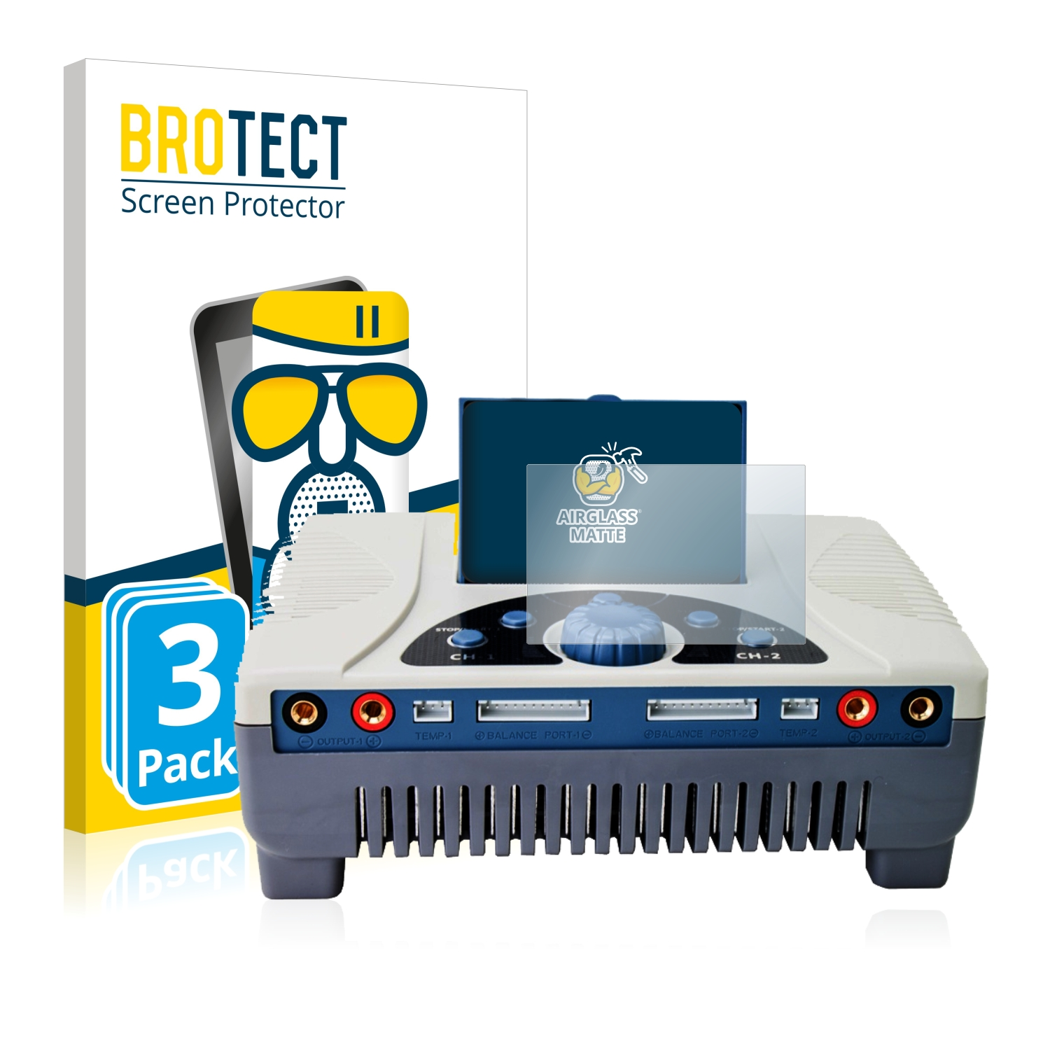 BROTECT 3x Duo) Schutzfolie(für Junsi matte 4010 Airglass iCharger