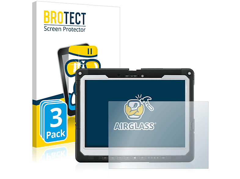 BROTECT 3x Airglass klare Schutzfolie(für Panasonic Toughbook 33 Detachable)