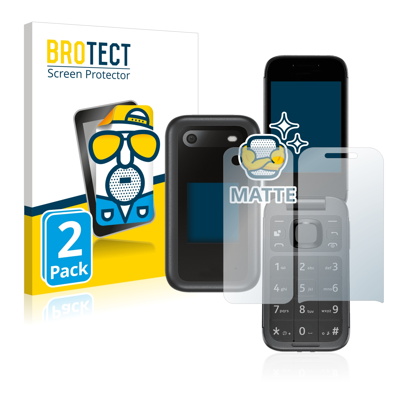 BROTECT 2x matte Schutzfolie(für Flip 2660 Nokia (Display+Rückseite))