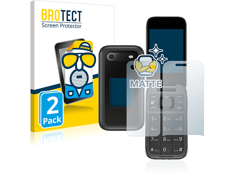 BROTECT 2x matte Schutzfolie(für Nokia 2660 Flip (Display+Rückseite))