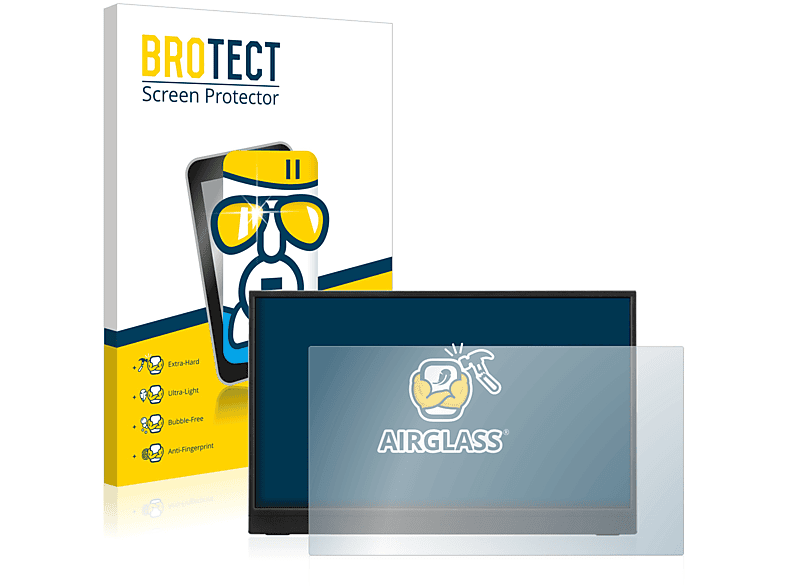 BROTECT Airglass klare Schutzfolie(für ViewSonic VA1655 Tragbarer Monitor) | Monitor Displayschutz