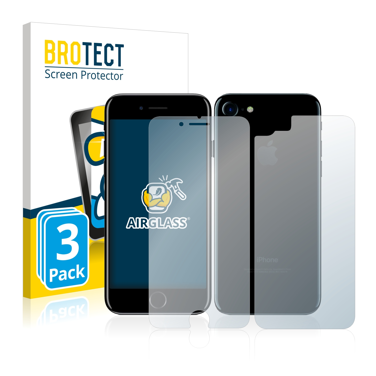 klare BROTECT iPhone 3x 7) Schutzfolie(für Airglass Apple