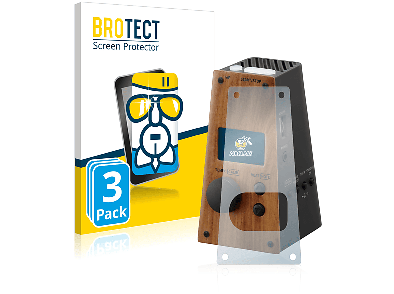 BROTECT 3x Airglass klare Schutzfolie(für KORG Digital Metronome)