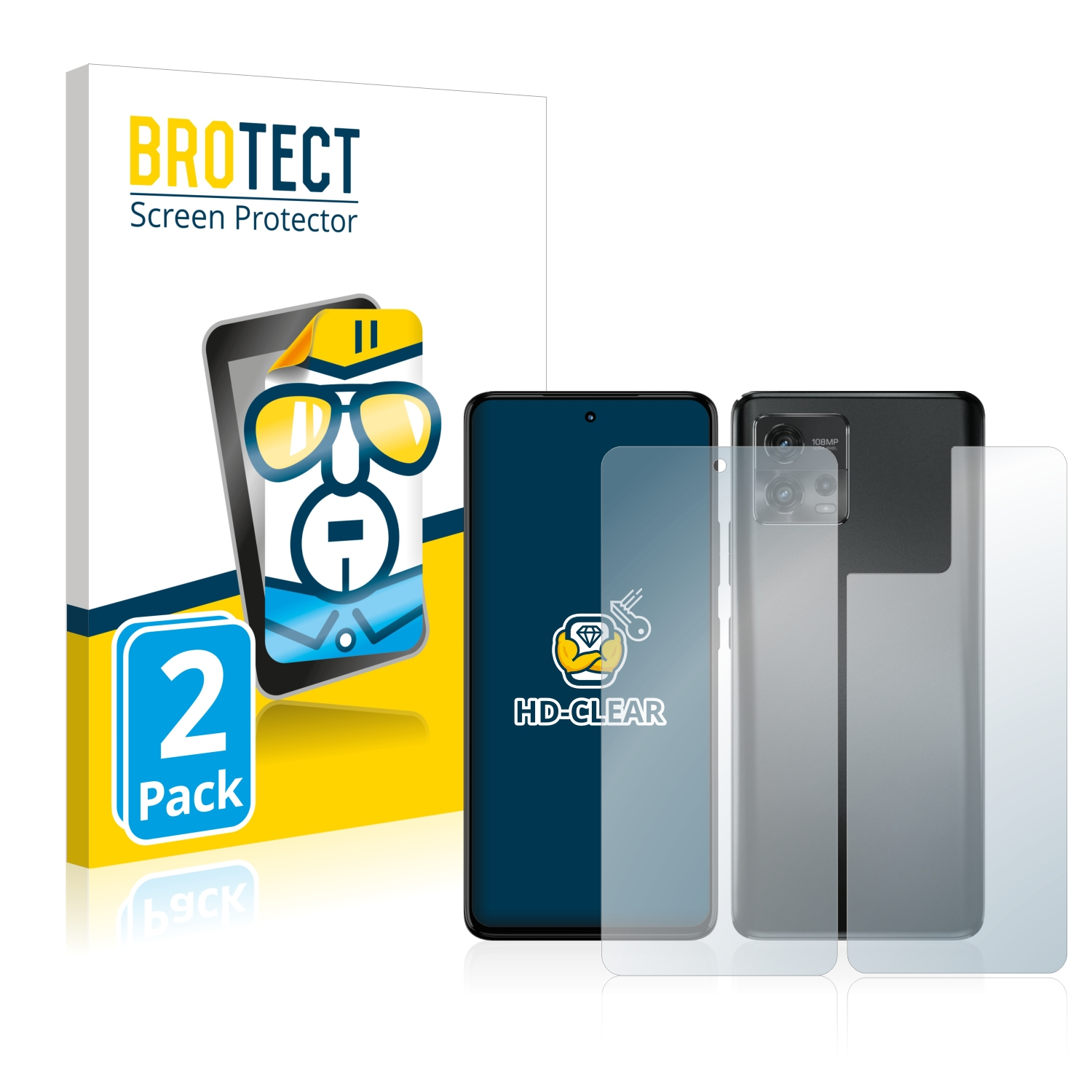 Schutzfolie(für BROTECT Moto klare 2x Motorola G72 (Display+Rückseite))