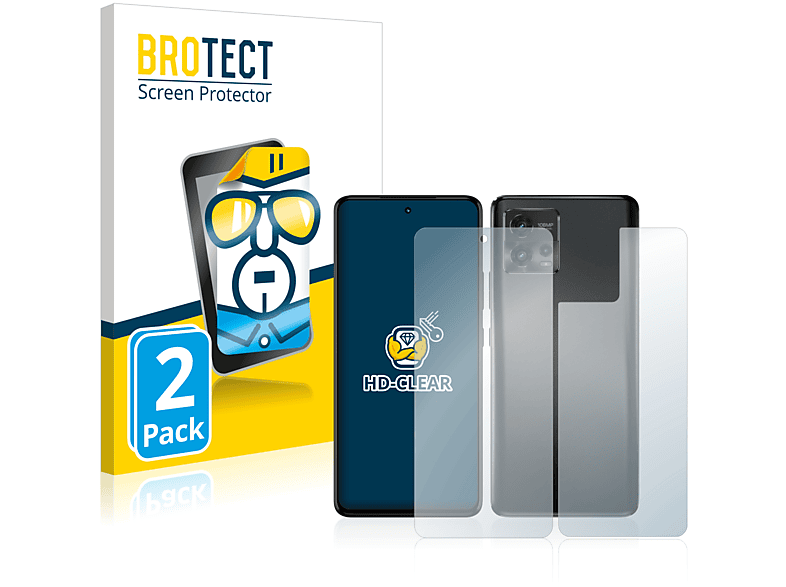 BROTECT 2x klare Schutzfolie(für Motorola Moto G72 (Display+Rückseite))