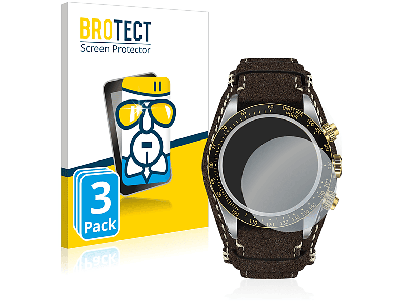 BROTECT 3x Schutzglas Panzer Folie Glas klar Schutzfolie (für Tudor Black Bay Chrono 41mm)