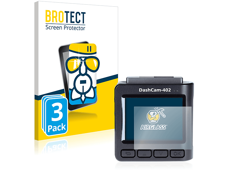 BROTECT 3x Airglass klare Schutzfolie(für Rollei Dashcam 402) | Schutzfolien & Schutzgläser