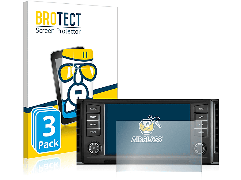 BROTECT 3x Airglass klare Schutzfolie(für Seat Ateca 2016 Media System Plus 8\