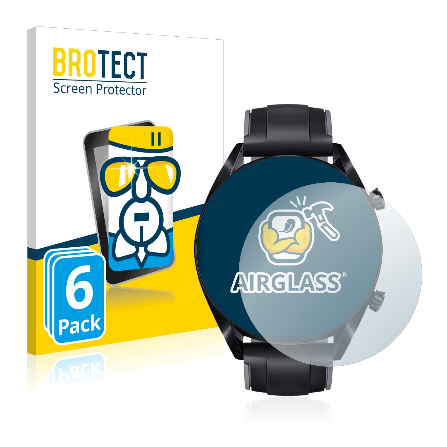 BROTECT 6x Airglass klare Schutzfolie(für GT 2 Huawei Watch (46 mm))