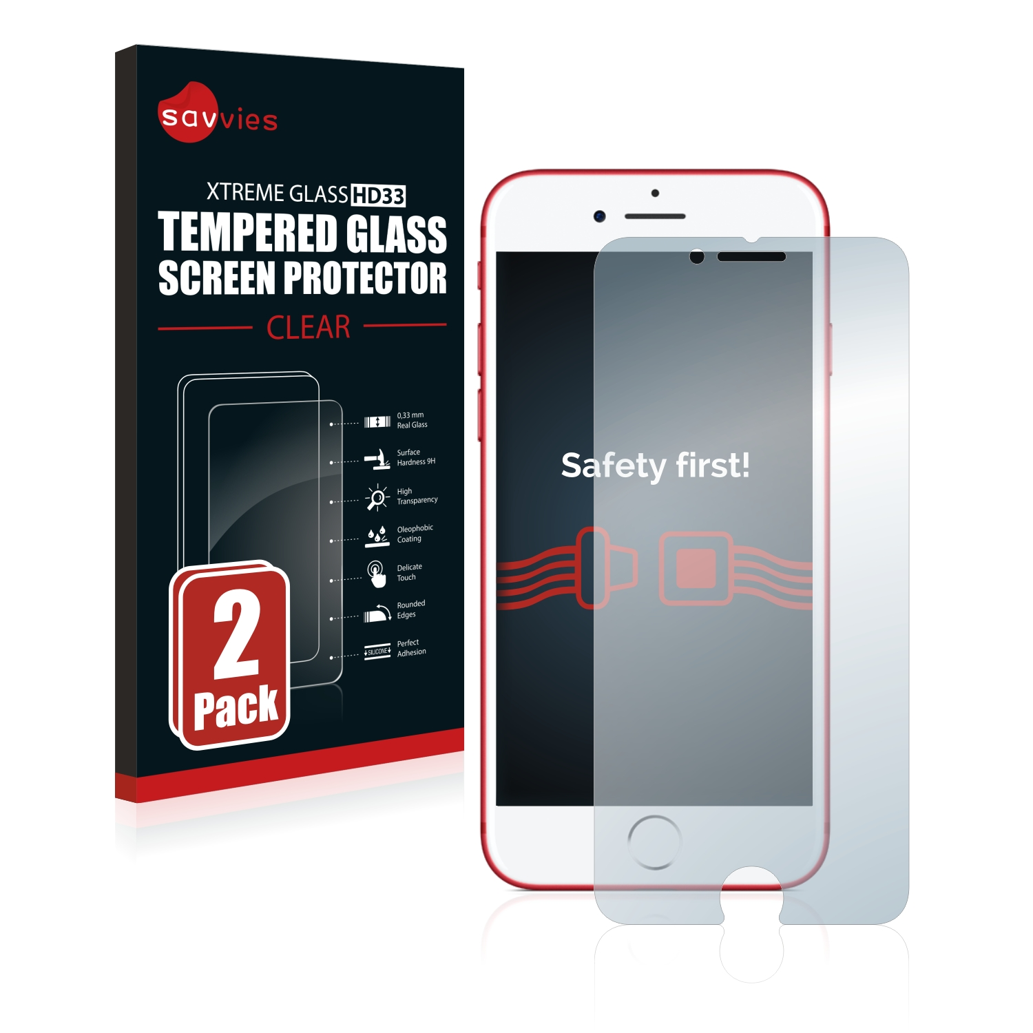 Apple 9H Schutzglas(für 7) 2x SAVVIES klares iPhone