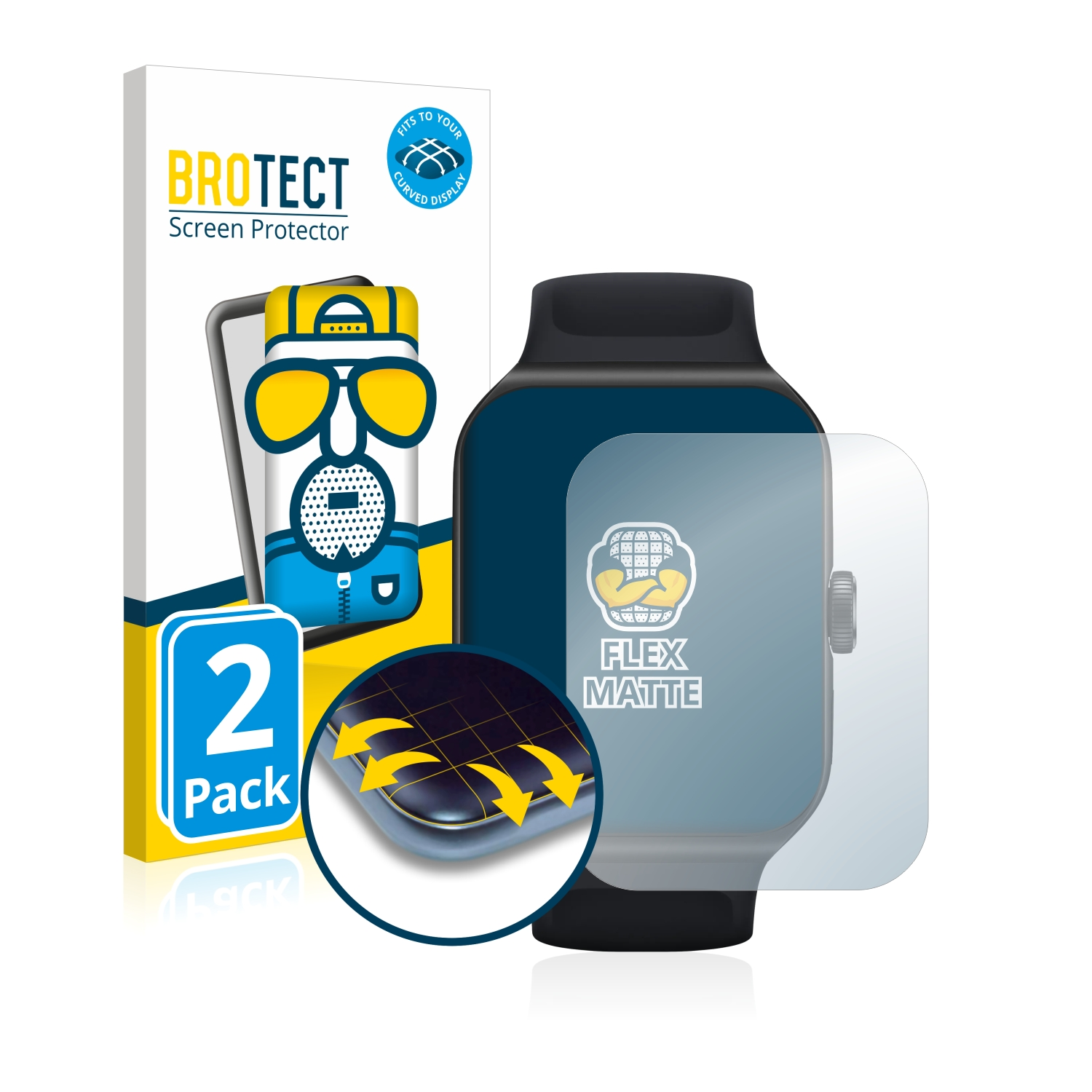 BROTECT 2x Flex Pro) Schutzfolie(für Oppo matt Full-Cover 3 Watch 3D Curved