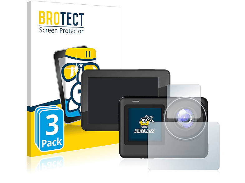 BROTECT 3x Airglass klare Schutzfolie(für SJCAM SJ10 Pro Dual Screen)