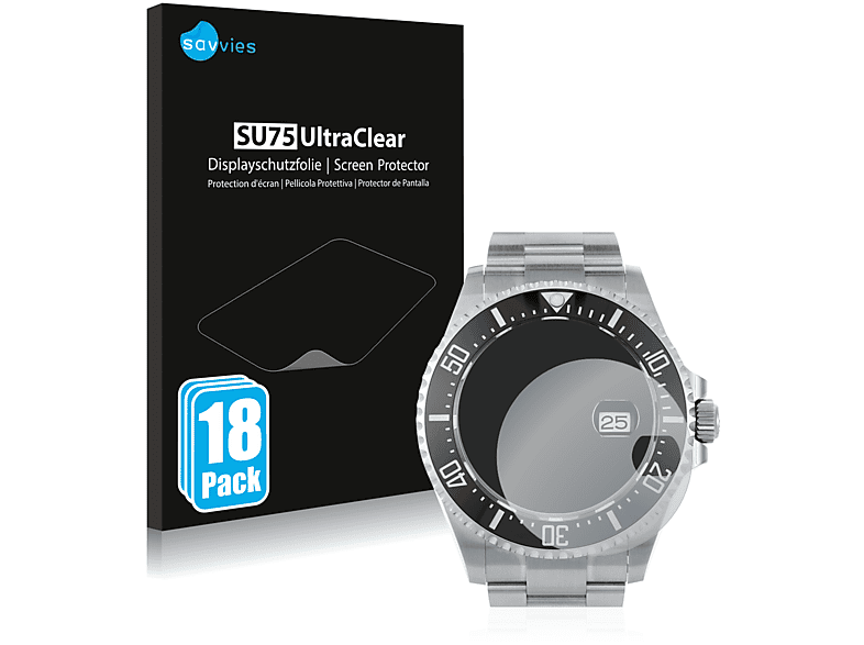 SAVVIES 18x klare Schutzfolie(für Rolex Sea-Dweller 43mm (Date))